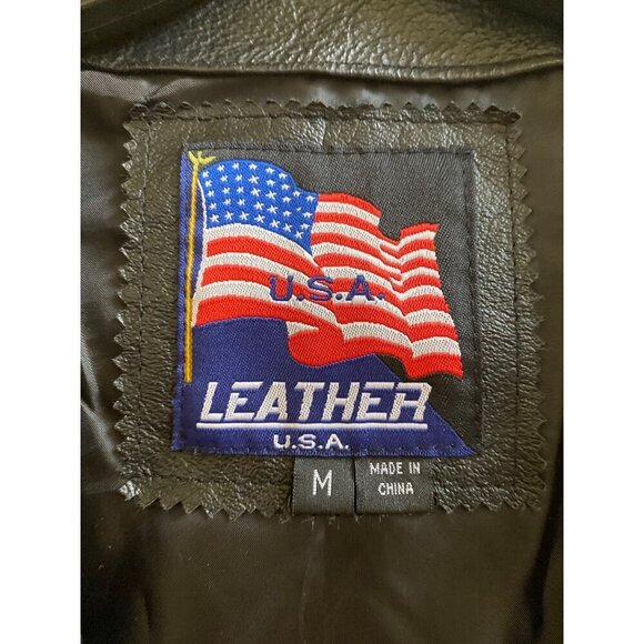 Mens Leather USA Vietnam Veteran Vest Medium Black Genuine Leather & Polyester - Picture 3 of 7